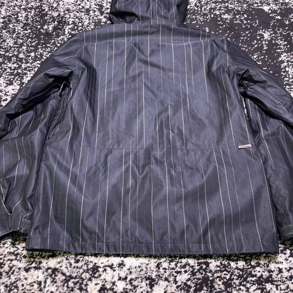 Burton Dryride Snowboard Jacket Mens Large Black Pinstripe Hooded Shell Vented - Picture 2 of 9